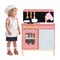 Play Kitchen for Kids Wooden Kitchen Playset with Door Curtain-Pink